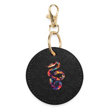 Illustration de Serpent coloré - Porte-clés rond - noir - Devant