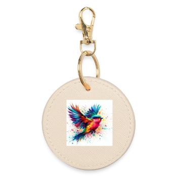 Aquarell Vogel Fliegen - Runder Schlüsselanhänger - Auster - Vorne