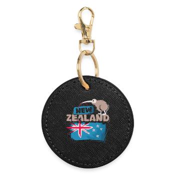 New Zealand Kiwi comic New Zealand nature cartoon - Round Keyring - black - Front