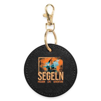 Passion - Life - Adventure - Segeln - Runder Schlüsselanhänger - Schwarz - Vorne
