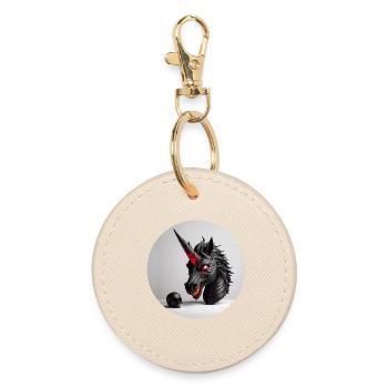 Conception de la tête de licorne démoniaque - Porte-clés rond - huître - Devant