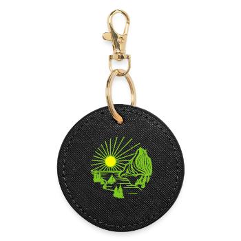 Holiday Landscape (Green) - Round Keyring - black - Front