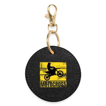 Motocross - Runder Schlüsselanhänger - Schwarz - Vorne