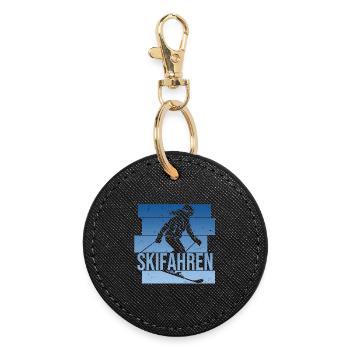 Skifahren - Runder Schlüsselanhänger - Schwarz - Vorne