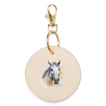 Horse Head Horse Horse Horse Horse Stallion - Round Keyring - oyster - Front