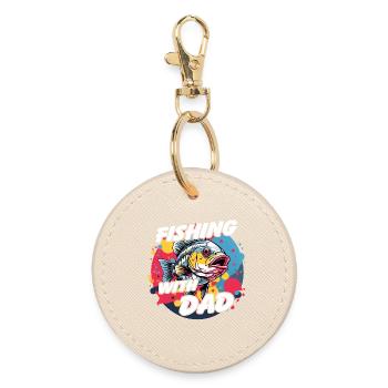 Pêche avec papa avec un design de poisson coloré - Porte-clés rond - huître - Devant