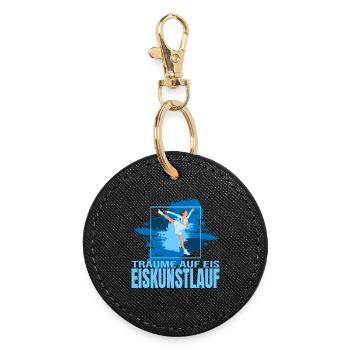 Träume auf Eis - Eiskunstlaufen - Runder Schlüsselanhänger - Schwarz - Vorne