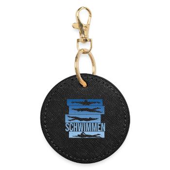 Schwimmen - Runder Schlüsselanhänger - Schwarz - Vorne