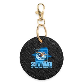 Schwimmen ist meine Medizin - Runder Schlüsselanhänger - Schwarz - Vorne