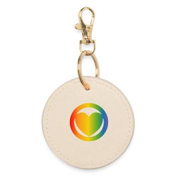 LGBT Herz CSD Shirt white - Runder Schlüsselanhänger - Auster - Vorne