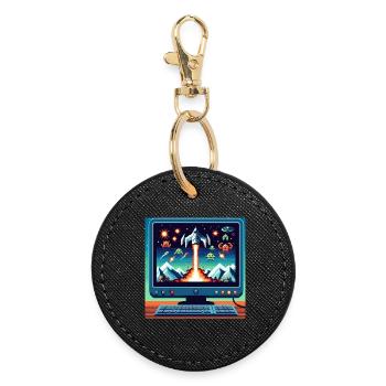 Jeu d’avion rétro - Porte-clés rond - noir - Devant