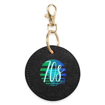 70s Dad – Retro Dad Design - Round Keyring - black - Front