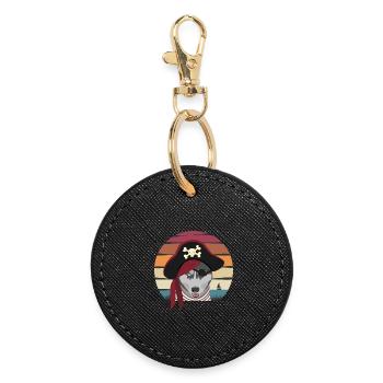 Chien pirate - Porte-clés rond - noir - Devant