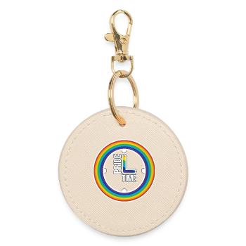 Rainbow Pride Ring Clock - Round Keyring - oyster - Front