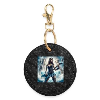 Guitariste avec Poséidon - Porte-clés rond - noir - Devant