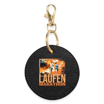 Laufen - Marathon - Runder Schlüsselanhänger - Schwarz - Vorne