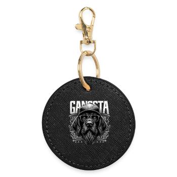 Deutsch Drahthaar Gangsta Gangster Hund Brille Ges - Runder Schlüsselanhänger - Schwarz - Vorne