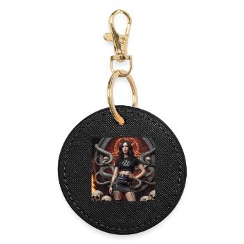 Heavy metal pose - Round Keyring - black - Front