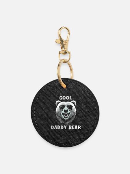 Tête ours cool daddy bear avec lunettes de soleil - Porte-clés rond - noir