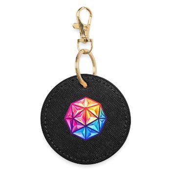 Geometric D20 D20 Cube – Fantasy RPG - Round Keyring - black - Front