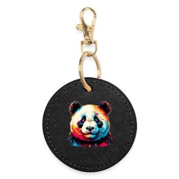 Panda - Runder Schlüsselanhänger - Schwarz - Vorne
