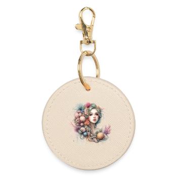 Fantastic, Mermaid, Artwork, Colorful, - Round Keyring - oyster - Front