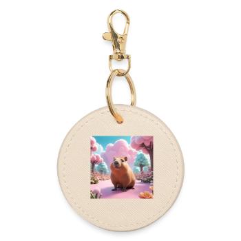Capybara in the Magic Garden - Round Keyring - oyster - Front