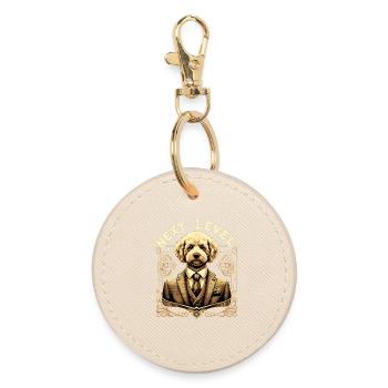 Goldendoodle Hund Next Level Anzug Geschenk - Runder Schlüsselanhänger - Auster - Vorne