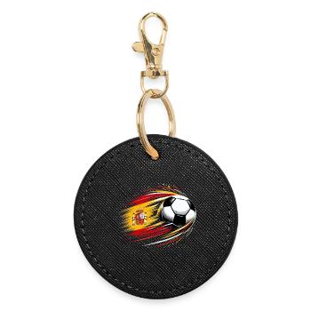 Viva Spanish Football, drapeau de l’Espagne - Porte-clés rond - noir - Devant