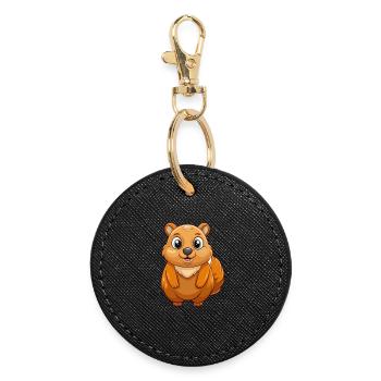 Murmeltier Niedliche Maskottchen Zeichentrickfigur Kawaii - Runder Schlüsselanhänger - Schwarz - Vorne