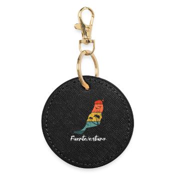 Fuerteventura Umriss Karte Kanaren retro vintage - Runder Schlüsselanhänger - Schwarz - Vorne