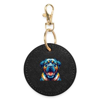 Transmontano Mastiff Chien Race Dessin animé Kawaii - Porte-clés rond - noir - Devant