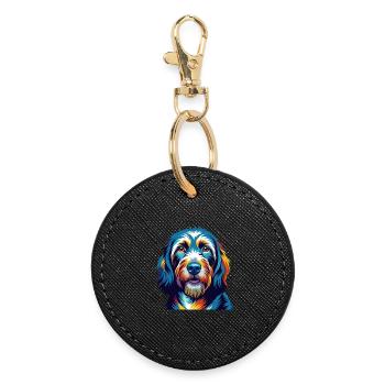 Basset Griffon Vendéen Chien Race Dessin Animé Kawaii - Porte-clés rond - noir - Devant