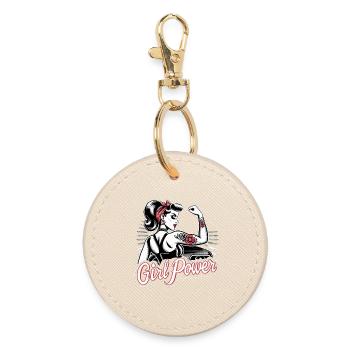 Frauenpower Stärke Frau Rockabilly Geschenk - Runder Schlüsselanhänger - Auster - Vorne