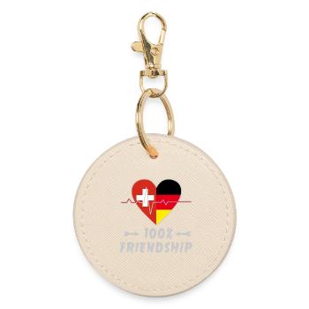 Schweiz und Deutschland 100% Freundschaft - Runder Schlüsselanhänger - Auster - Vorne