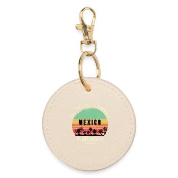 Jalisco Mexico cactus desert design - Round Keyring - oyster - Front