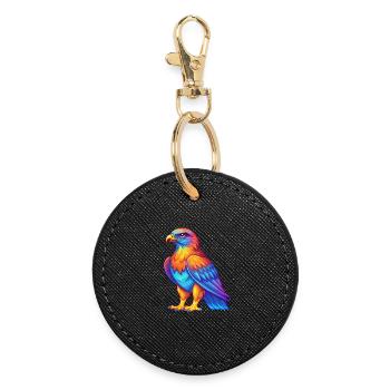 Hawk Colorful Kawaii Cartoon Character Clipart - Round Keyring - black - Front