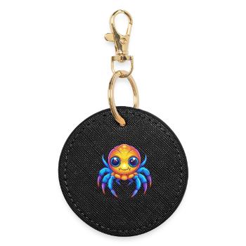 Seespinne Buntes Kawaii Cartoon Meerestier - Runder Schlüsselanhänger - Schwarz - Vorne