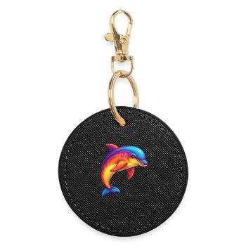 grand dauphin coloré Kawaii dessin animé Clipart - Porte-clés rond - noir - Devant