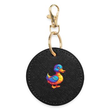 canard coloré Kawaii personnage de dessin animé oiseau - Porte-clés rond - noir - Devant