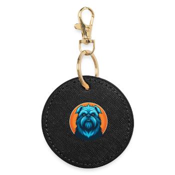 Affenpinscher chien mignon Kawaii dessin animé Animal Logo - Porte-clés rond - noir - Devant