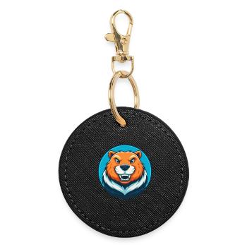 Castor Mignon Kawaii Dessin Animé Clipart Animal Animal Logo - Porte-clés rond - noir - Devant