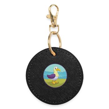 Albatross Cute Kawaii Cartoon Clipart Animal Pet - Round Keyring - black - Front