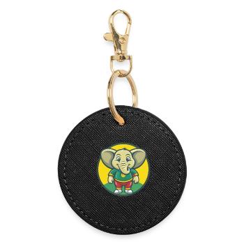 éléphant mignon kawaii dessin animé clipart animal de compagnie - Porte-clés rond - noir - Devant