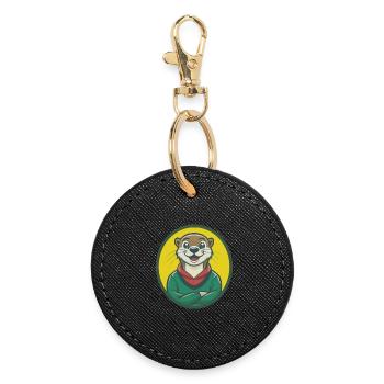 loutre mignon kawaii dessin animé clipart animal de compagnie - Porte-clés rond - noir - Devant