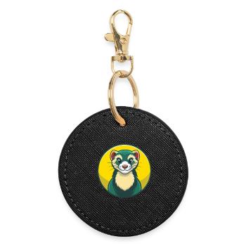 Furet mignon Kawaii dessin animé Clipart Animal de compagnie - Porte-clés rond - noir - Devant