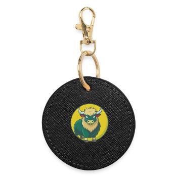 Yak Mignon Kawaii Dessin animé Clipart Animal de compagnie - Porte-clés rond - noir - Devant