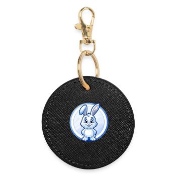 Lapin Bleu Kawaii Dessin Animé Personnage Clipart Animal de compagnie - Porte-clés rond - noir - Devant