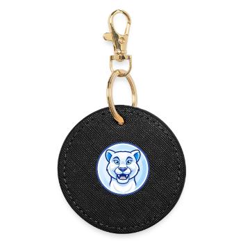 Cougar Blue Kawaii Cartoon Character Clipart Pet - Round Keyring - black - Front