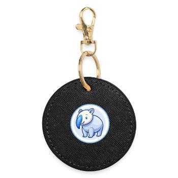Tapir Blau Kawaii Cartoon Figur Clipart Haustier - Runder Schlüsselanhänger - Schwarz - Vorne